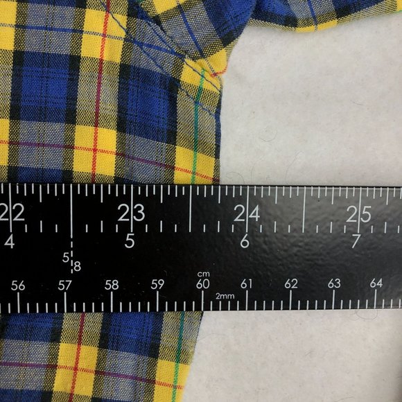 Eddie Bauer Mens Size Large Tall Blue Yellow Plaid Long Sleeve Button Down Shirt - Picture 6 of 9